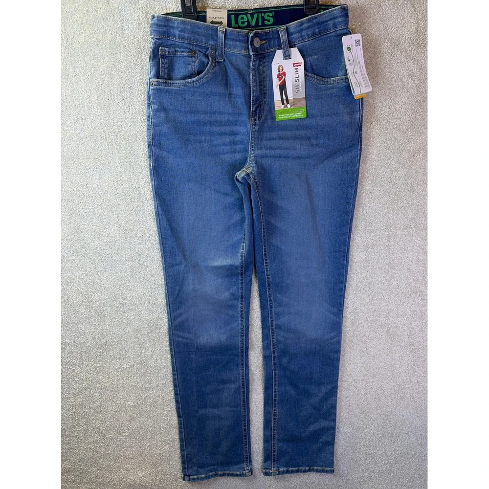 Levi's 511 Slim Jeans Boys 18 Reg 29x31 Blue Performance Stretch Adjustable NEW